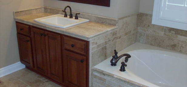 Tile in Bath, floor, bathtub, Sinks, Bathroom Remodel, Lake St. Louis, MO